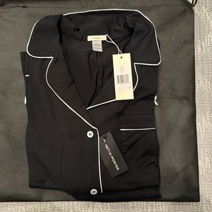 BNWT Eberjey Gisele Stretch-TENCEL Modal Long Pajama Set in Black